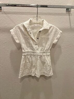 Zara White Eyelet Button-Up onepice